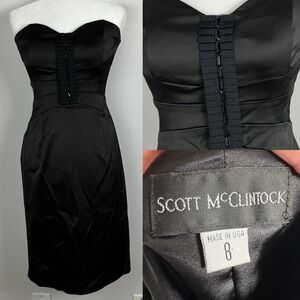 Vintage Scott McClintock‎ Y2K Strapless Beaded Mini Dress USA Made Womens Size 8